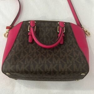 Pink and brown michael kors bag